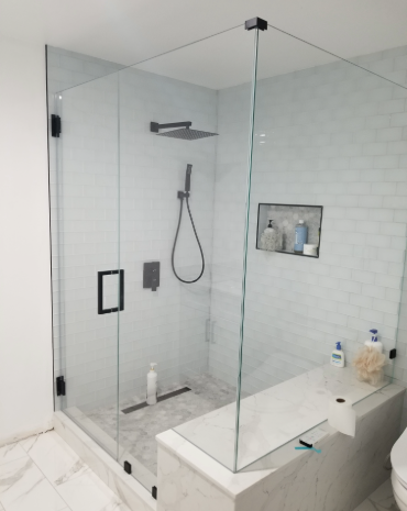 90 DEGREE FRAMELESS SHOWER ENCLOSURE